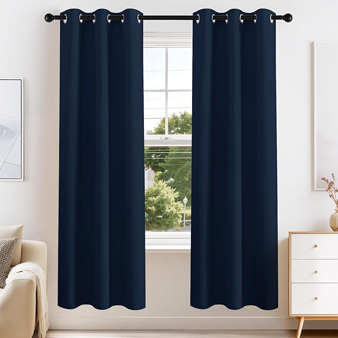 PONY DANCE Navy Blue Blackout Curtains by PONYDANCE