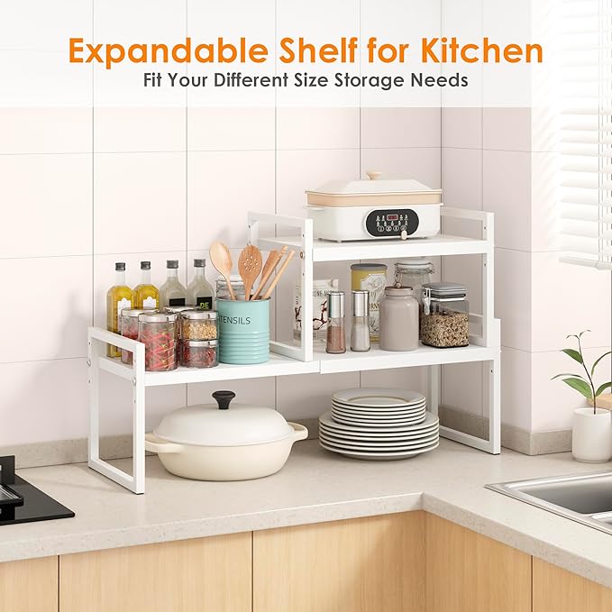 DOLALIKE Expandable Kitchen Countertop Organizer, Stackable Cabinet Shelf - Image 5
