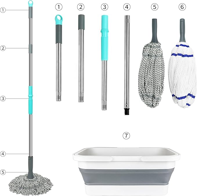 Self Wringing Mop with Bucket- Easy Squeeze Twist Mop with 52.5 Inch Long Handle - Image 3