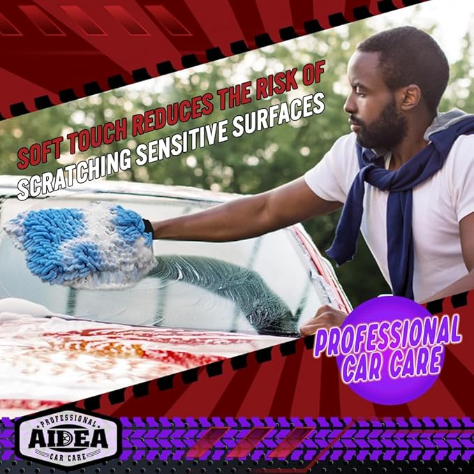 AIDEA Car Wash Mitt Microfiber, 1PK Scratch Free Lint-Free, Premium Chenille - Image 4