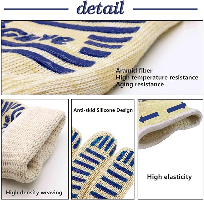 Oven Gloves, Heat Resistant 540 Degrees Grilling Gloves, Hot Surface Handler - Image 3