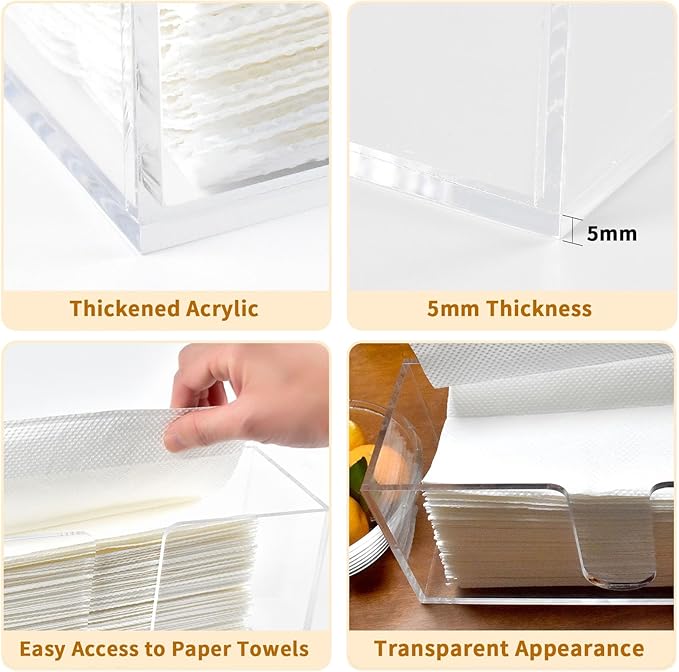 4Pack Acrylic Countertop Paper Towel Holder, Paper Towel Dispenser - Image 4