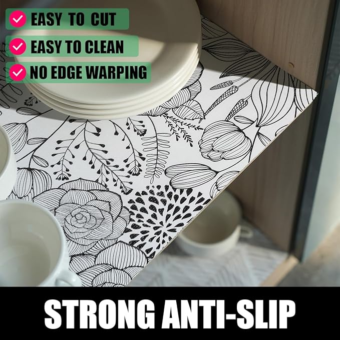 Floral Drawer and Shelf Liner for Kitchen 12IN x 20FT, Non-Adhesive and Strong - Image 4