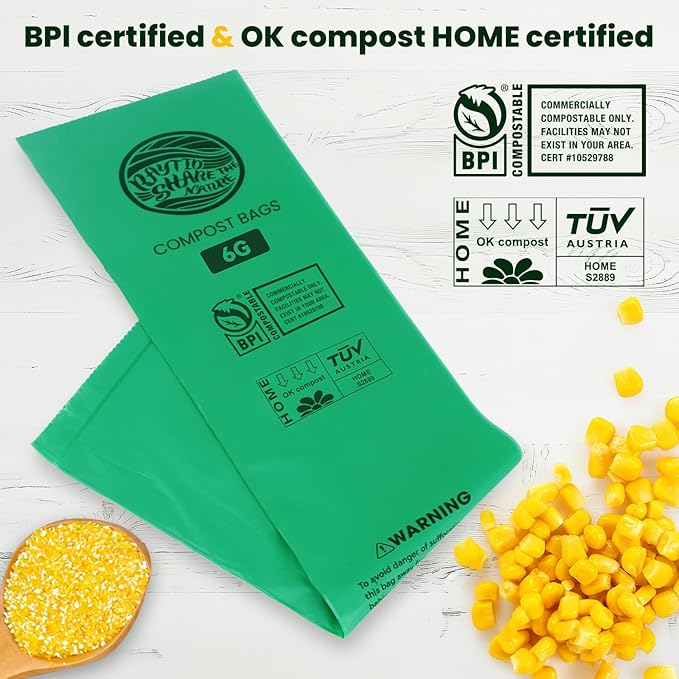 Compostable Bags, 6 Gallon Food Scraps Yard Waste Bags, Fits 5-6-8 Gallon trash - Image 3
