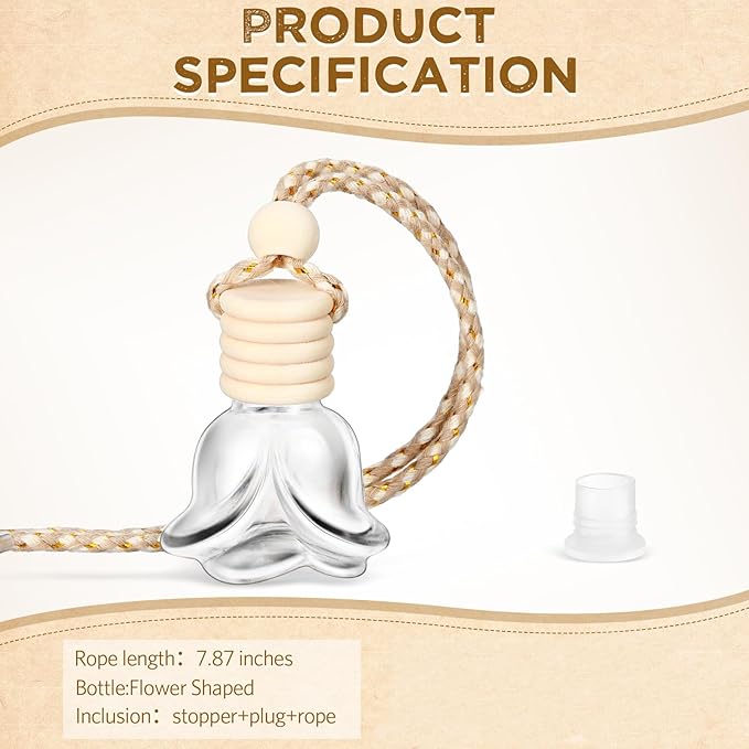 BBTO 50 Pcs Hanging Car Air Freshener Car Diffuser Bottles Empty Glass Perfume - Image 2