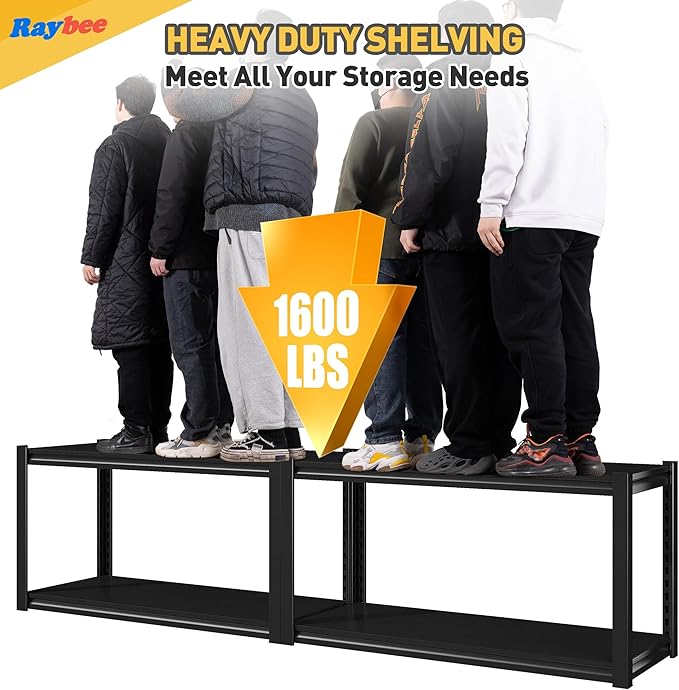 Raybee 40" W Garage Shelving Heavy Duty Storage Shelves 56.9" H Metal Shelving - Image 6