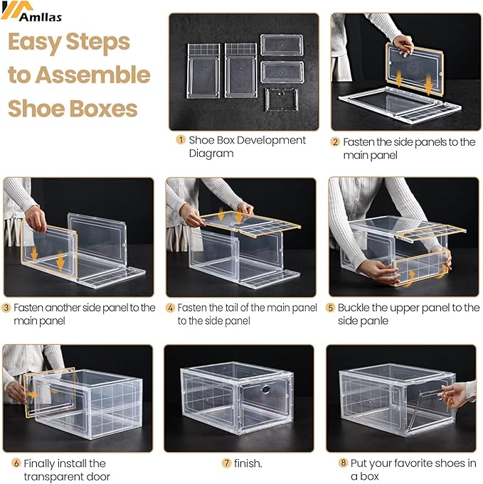 12 Pack Clear Shoe Boxes Stackable, Shoe Storage Boxes - Image 8