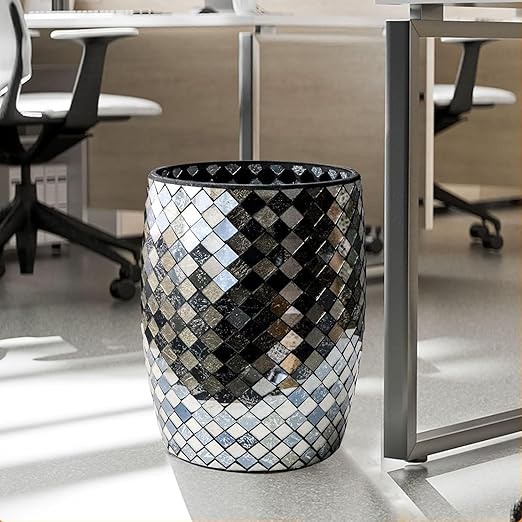 Escenzy Modern Bathroom Trash Can Mosaic Glass 5L | Decorative Small Garbage - Image 6