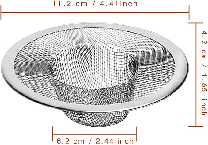2pcs Heavy Duty Stainless Steel Slop Basket Filter Trap, 4.41" Top / 2.44" Mesh - Image 2