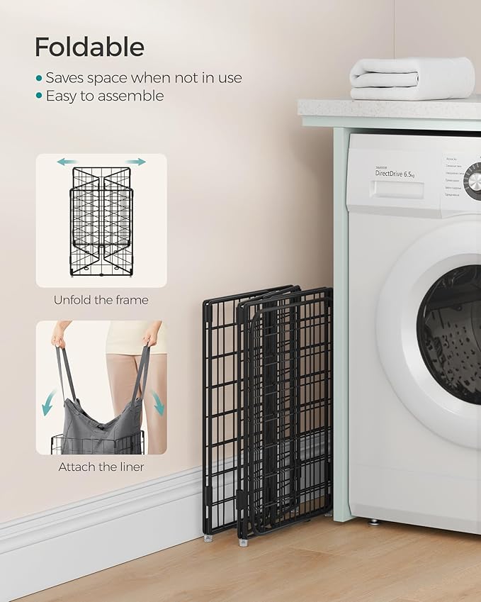 SONGMICS Laundry Hamper, 11 Gal. Laundry Basket, Collapsible Clothes Hamper - Image 6