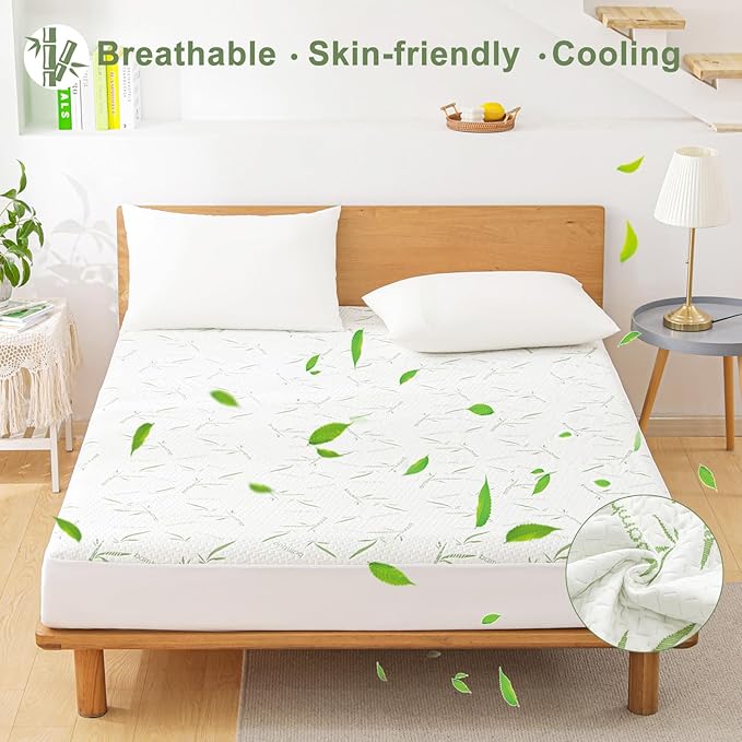 Queen Mattress Protector Waterproof Mattress Pad Washable Bamboo Rayon Mattress - Image 6