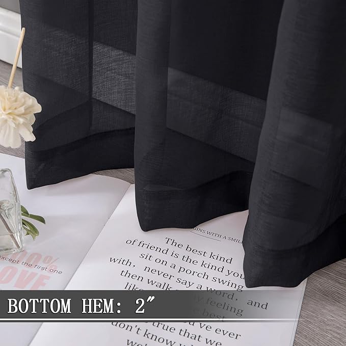Tollpiz Short Sheer Tier Curtains Linen Textured Half Kitchen Curtain Sheers - Image 4
