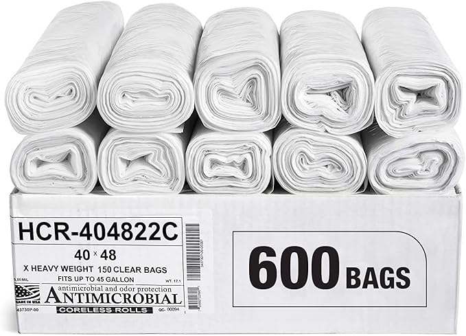 Aluf Plastics High Density Trash Bags, 45 Gallon, 22 Micron, by AlufPlastics