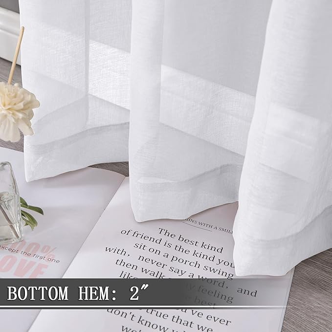 Tollpiz Sheer Curtains Bedroom Linen Textured Curtain Sheers Light Filtering - Image 4