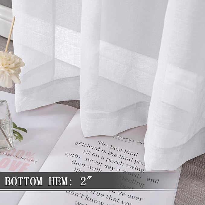Tollpiz Sheer Tier Curtains Kitchen Linen Textured Half Curtain Sheers Light - Image 4
