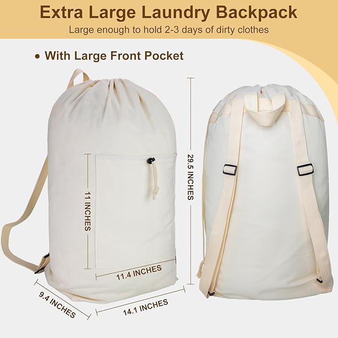 Laundry Bag Backpack, Canvas Laundry Bag - Image 4