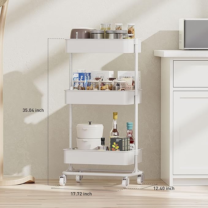 3 Tier Modern Metal Rolling Tool Cart - Image 5