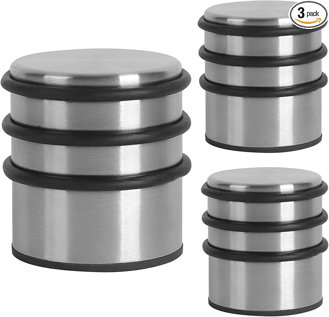 KINJOEK 3 PCS Heavy Weight Door Stopper, No DrillStainless Steel Door Stop by KINJOEK