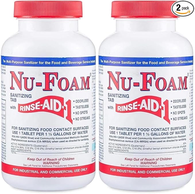 Nu-Foam Sanitizing Tablets for Bar Glassware – Superior Rinse Aid by Nu-Foam