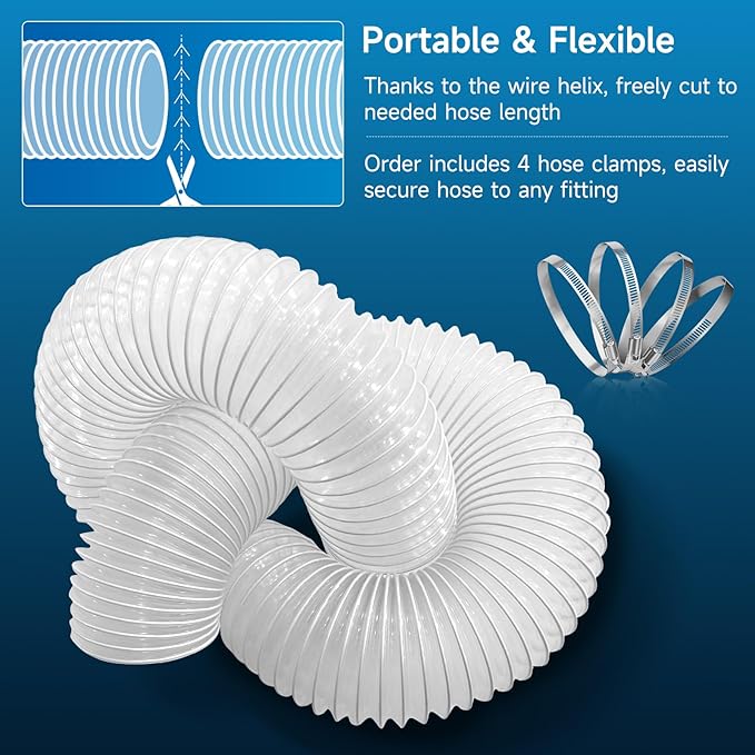Hon&Guan 2 1/2" x 20' Dust Collection Hose, Flexible Clear Odorless PVC Dust - Image 6