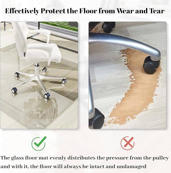 48" x 80" Glass Chair Mat, 1/5" Thick Office Chair Mat - Image 2