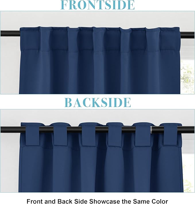 RYB HOME Blackout Kitchen Curtains, Thermal Insulated Back Tabs Window Curtain - Image 3
