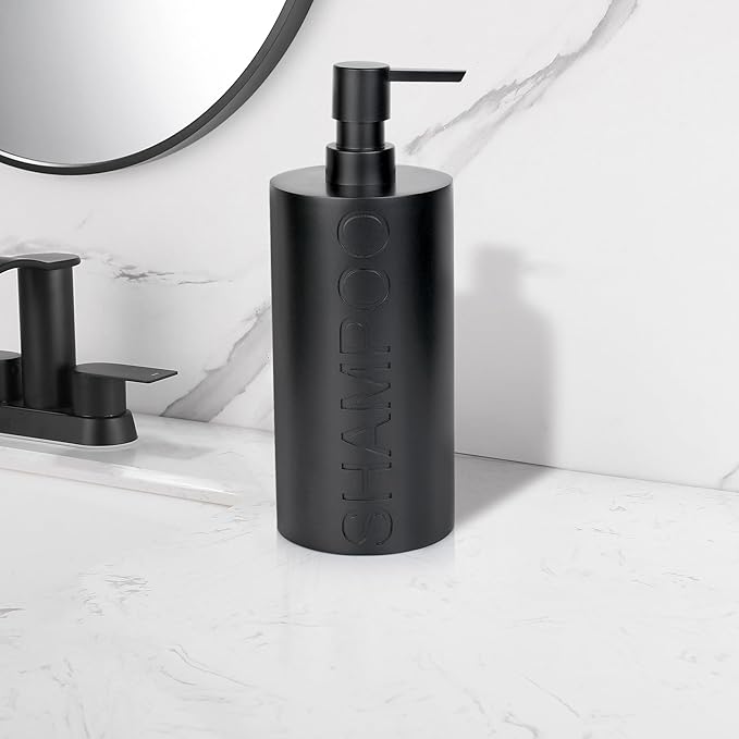 Matte Black Shampoo Dispenser Modern Refillable Pump Bottle - Image 5