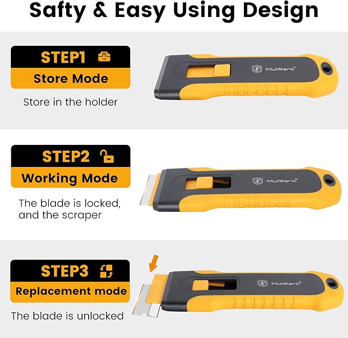 MulWark Razor Blade Scraper, 2 Pack Razor Scraper Tool - Image 5