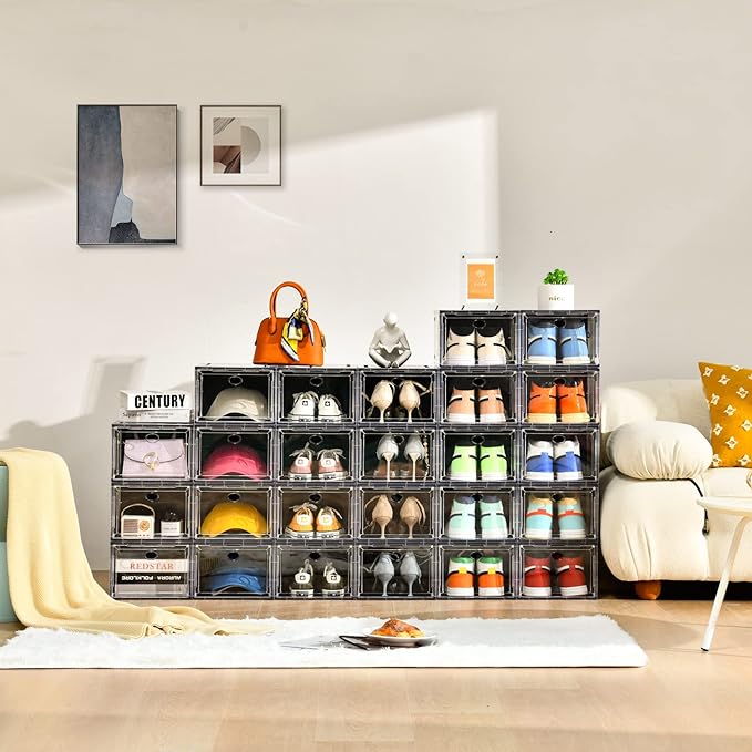 10 Pack Shoe Boxes Stackable, Upgraded Sturdy Storage Boxes - Image 6