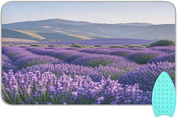 Lavender Field and Mountain Ironing Mat Thickened Ironing Blanket Travel by QwThum