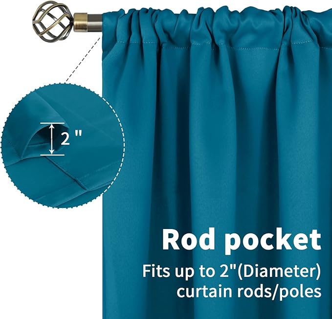 BGment Peacockblue Blackout Curtains 45 Inches Long - Image 3