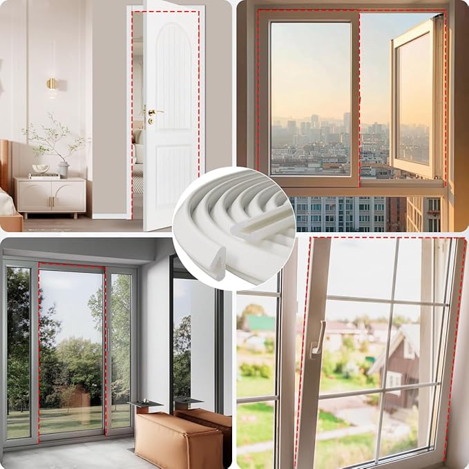 V Shape Foam Weather Stripping Door Frame Seal Strip 19.7FT White, Draft Stopper - Image 8