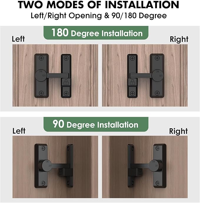 Barn Door Lock Latch, 90/180 Degree Flip Sliding Door Latch - Image 3