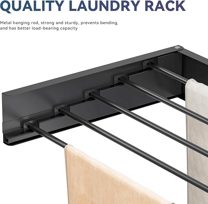 APEXCHASER Wall Mounted Clothes Drying Rack, Laundry Drying Rack Foldable - Image 4