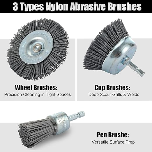 MAXMAN Nylon Drill Brush Set for Rust Removal - Image 7