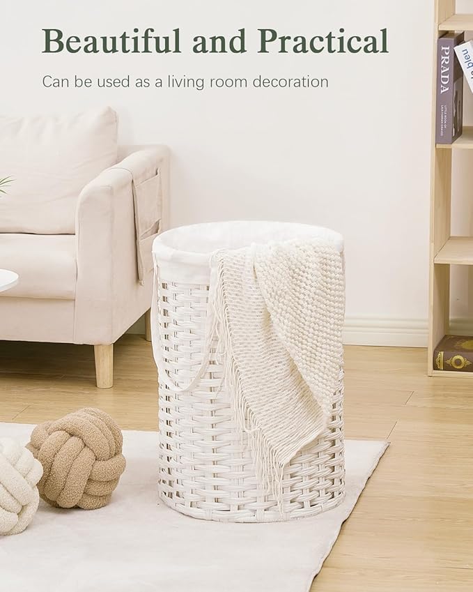 Laundry Hamper Laundry Basket Round 19.0 Gal Handwoven Rattan Laundry Basket - Image 8