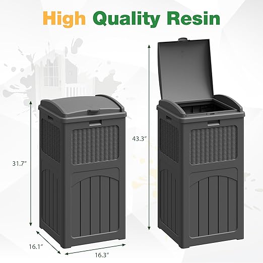 Flamaker 30 Gallon Trash Can, Resin Outdoor Garbage Can - Image 5