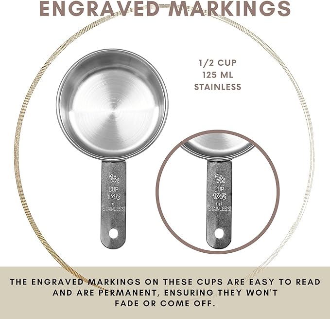 1/2 Cup Stainless Steel Measuring Cup | Sturdy Metal 125 ml | 125 cc | 4 oz | - Image 5
