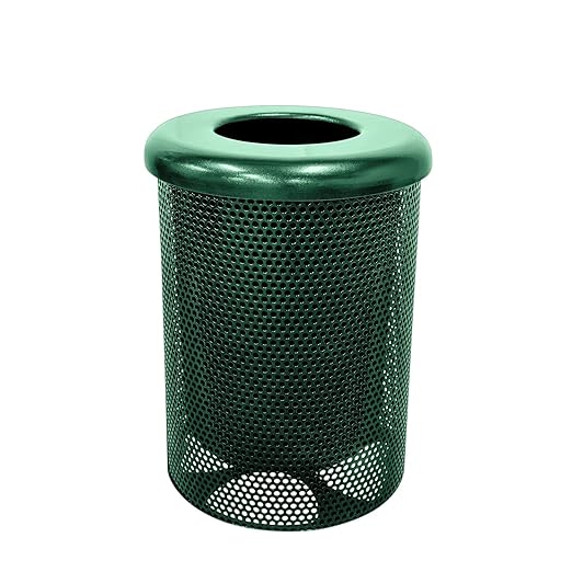 COATEDOUTDOORFURNITURE RFT-P-TXTGRN Heavy Duty Round Trash Receptacle by CoatedOutdoorFurniture