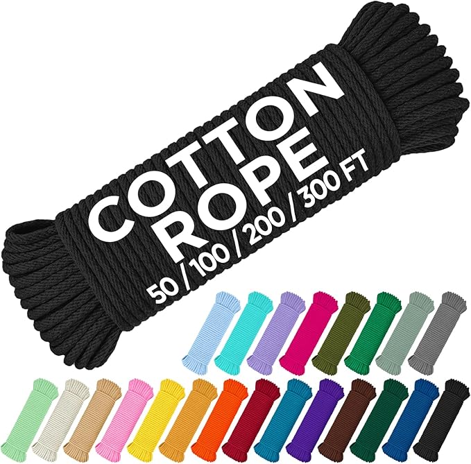 TECEUM Cotton Rope 3/16” – 100 FT – Strong All-Purpose Braided Rope – Natural by TECEUM