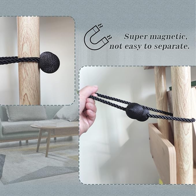 Hion Magnetic Curtain Tiebacks Golden 4 Pack, Curtain Tiebacks Buckles - Image 6