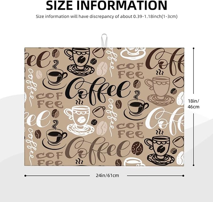 Brown Coffee Maker Beans Theme Microfiber Absorbent Reversible Dish Drying Mat - Image 3