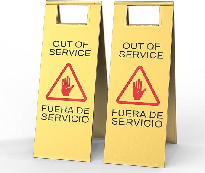 Stainless Steel Out of Service Sign Portable Foldable Sign 2-Pack by CrazyAnt