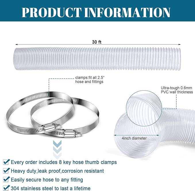 4 Inches 30 ft PVC Dust Collection Hose - Image 3