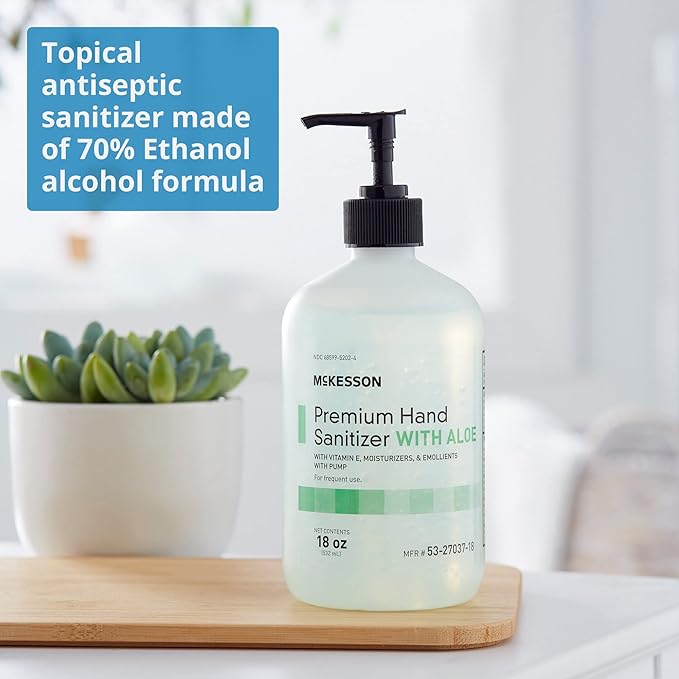 McKesson Hand Sanitizer with Aloe, 18 oz Pump Bottle – Bulk, 70% Ethyl Alcohol - Image 3