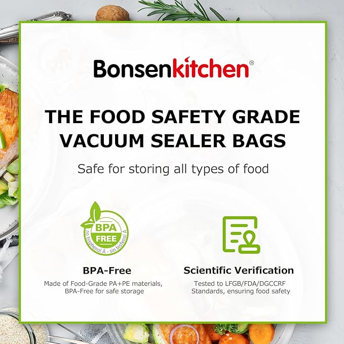 Bonsenkitchen Vacuum Sealer Bags, 11 in x 50 ft Rolls 2 Pack Seal Bags - Image 7