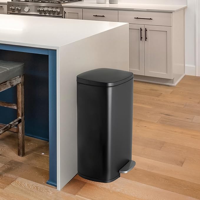 8 Gal Kitchen Trash Can, 30L Recycling or Garbage Bin, Brushed Stainless Steel - Image 8