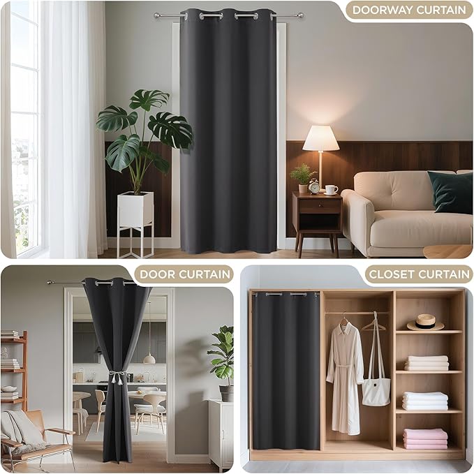 Joydeco Blackout Door Curtain for Doorway Privacy 78 Inches Long, Grommet - Image 4
