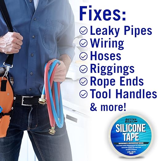 White Heavy Duty Silicone Tape, Self-Fusing Rubber Hose and Plumbing Water Pipe - Image 4
