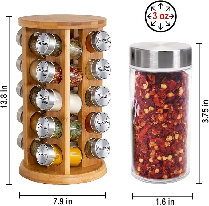 Orii 20 Jar Bamboo Spice Rack - Image 3